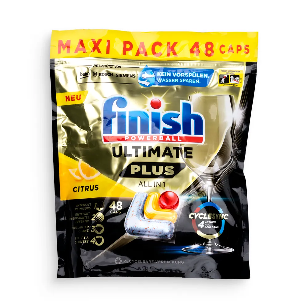 Finish Ultimate Plus Dishwasher Caps 48Pcs All In 1 Lemon
