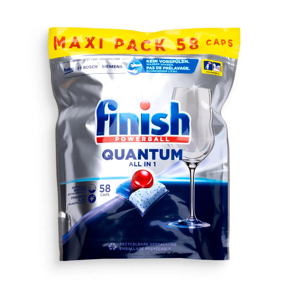 Finish Quantum Dishwasher Caps 58Pcs All In 1 Regular