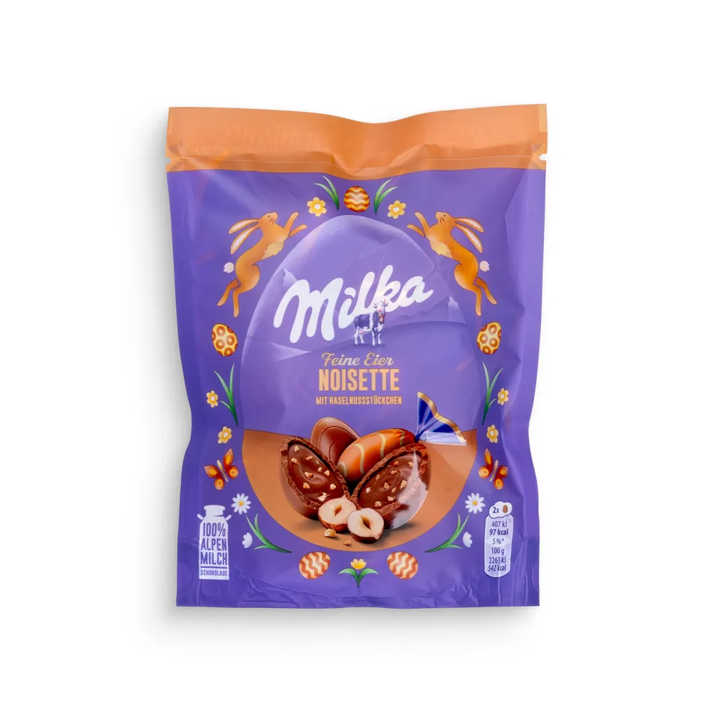 Milka Fine Eggs Noisette With Hazelnut Pieces 90G