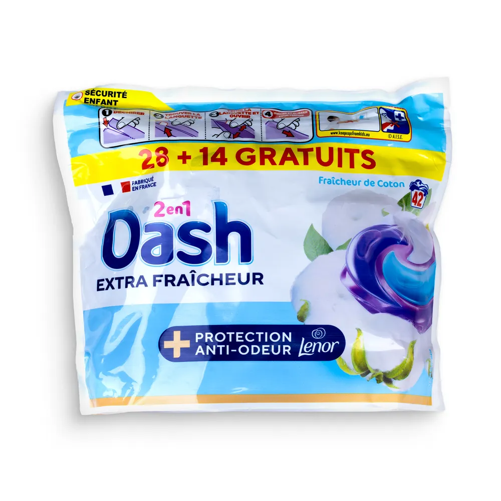 Dash Washing Caps 42Pcs 2In1 Cotton Freshness