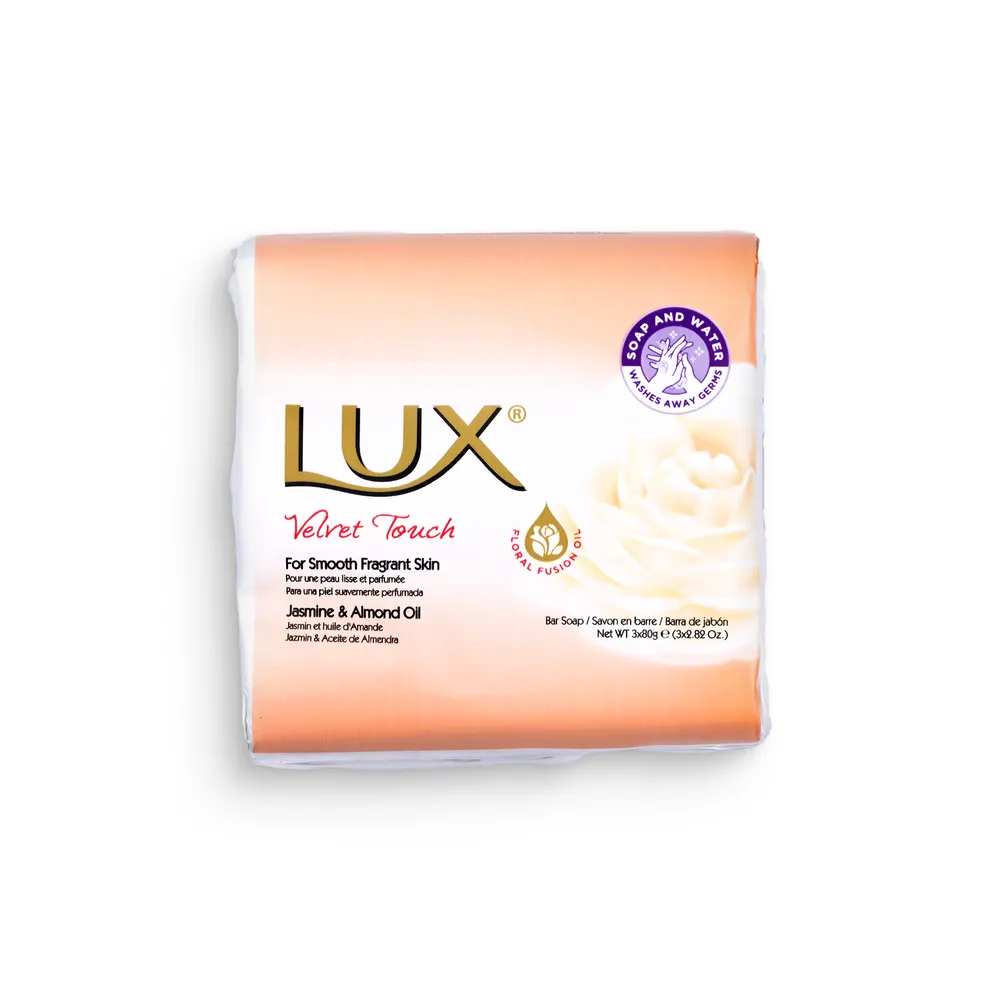 Lux Soap Bar 3X80Gr Velvet Touch Jasmine & Almond Oil