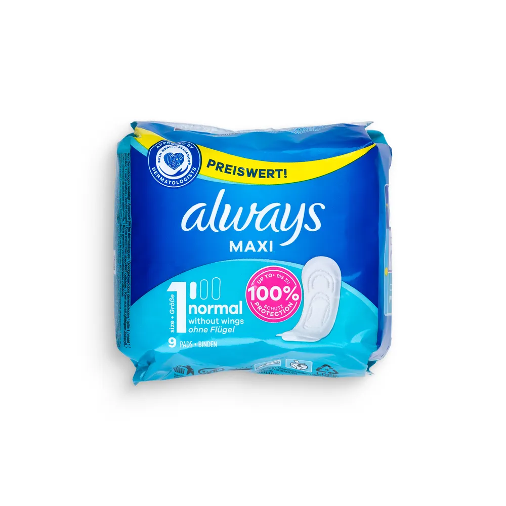 Always Maxi Sanitary Towels 9Pcs Size 1 Normal
