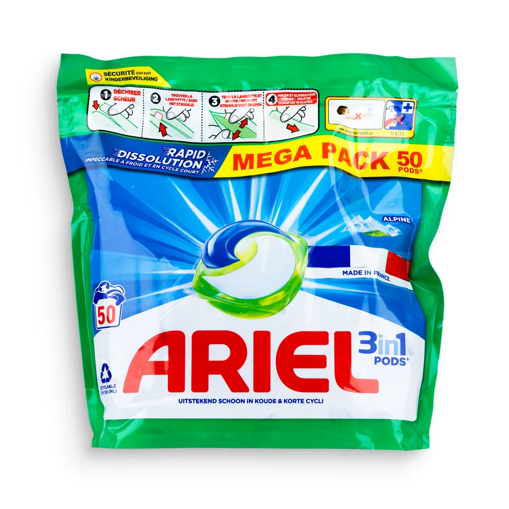 Ariel Washing Caps 50Pcs 3In1 Alpine