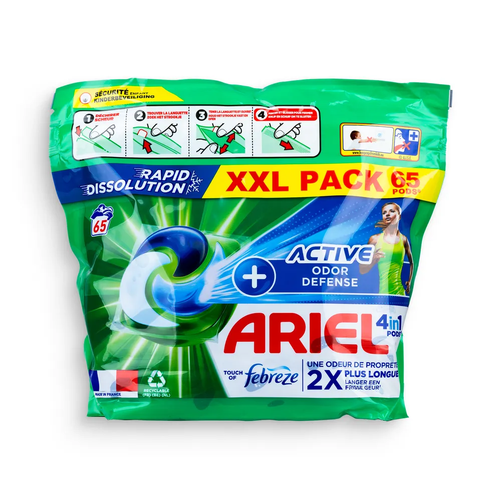 Ariel Washing Caps 65Pcs Active Odor Defence Touch Of Febreze