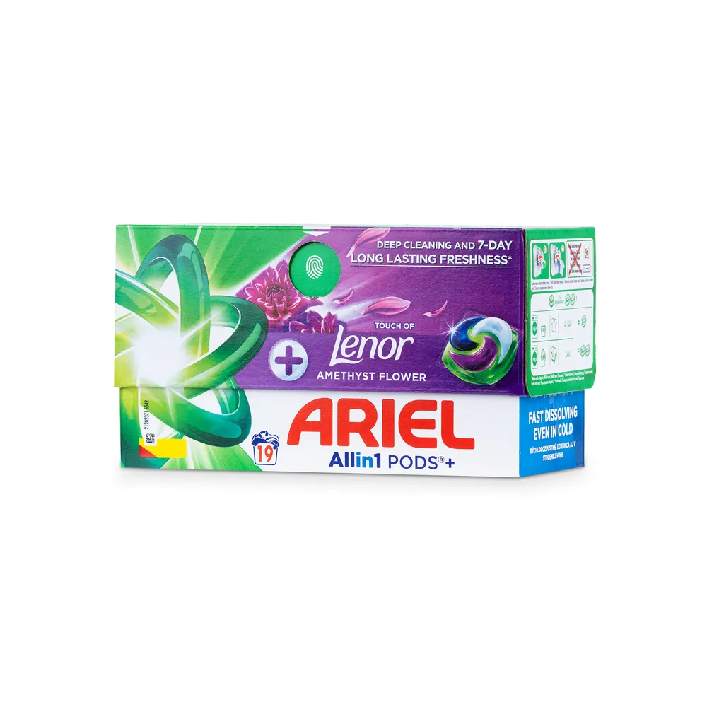 Ariel Washing Caps 19Pcs All In 1 Touch Of Lenor Amethyst Flower