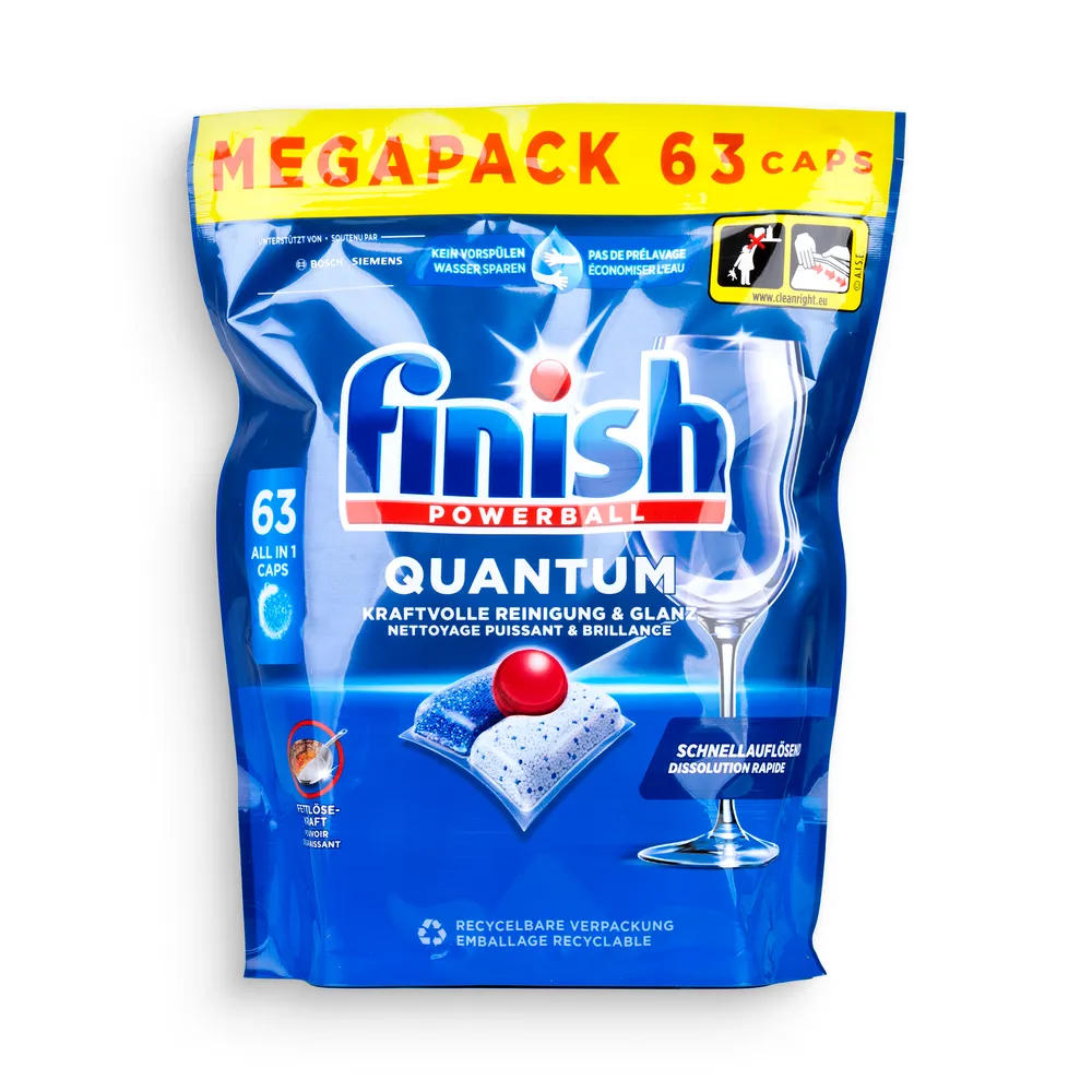 Finish Quantum Dishwasher Caps 63Pcs All In 1 Powerball