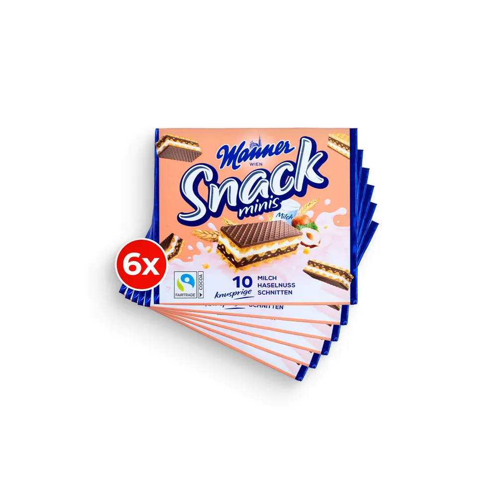 Manner Snack Minis Milk Hazelnut 6 X 75G
