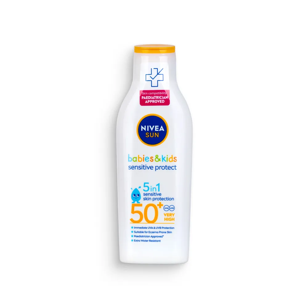 Nivea Sun Sunscreen Lotion 200Ml 5In1 Babies&Kids Sensitive Protect Spf50+