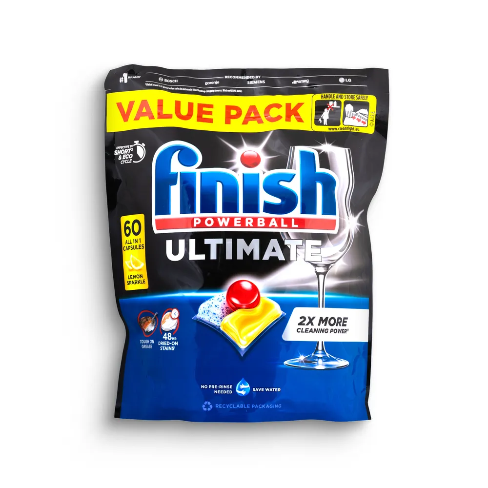 Finish Ultimate Dishwasher Caps 60Pcs All In 1 Lemon