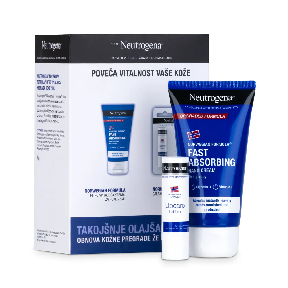 Neutrogena Handcream Fast Absorbing 75Ml & Lip Balm 4