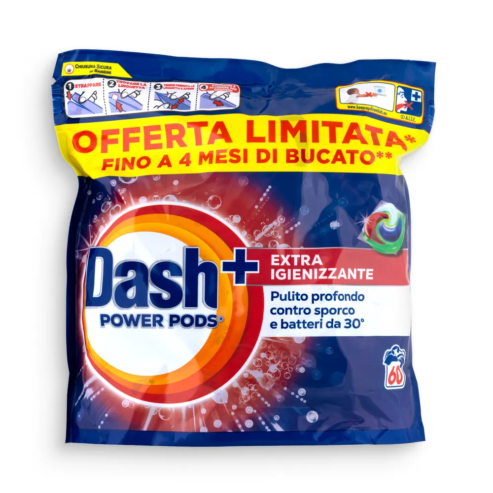 Dash Dishwasher Caps 60Pcs +Extra Sanitizing