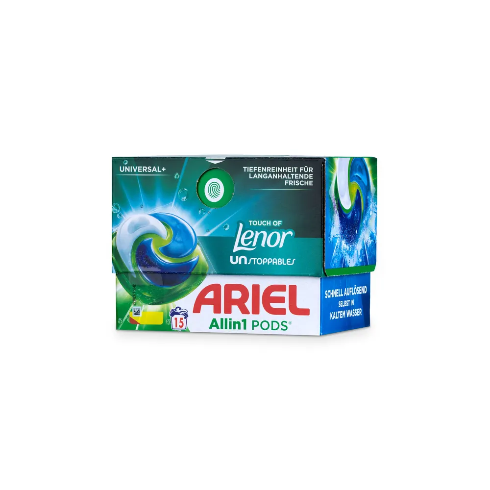Ariel Washing Caps 15Pcs All In 1 Universal+ Touch Of Lenor Unstoppables