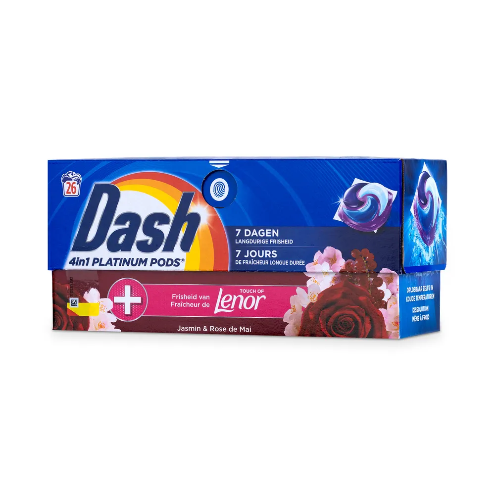 Dash Platinum Washing Caps 26Pcs 4In1 Touch Of Lenor Jasmine&Provence Rose