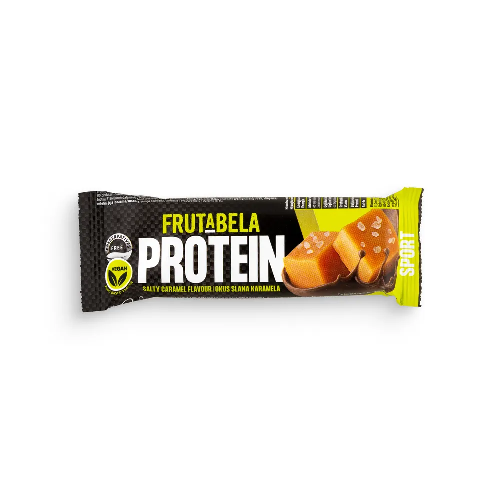 Frutabela Protein Žitna Ploščica Z Okusom Karamele In Kakavovim Oblivom 40G