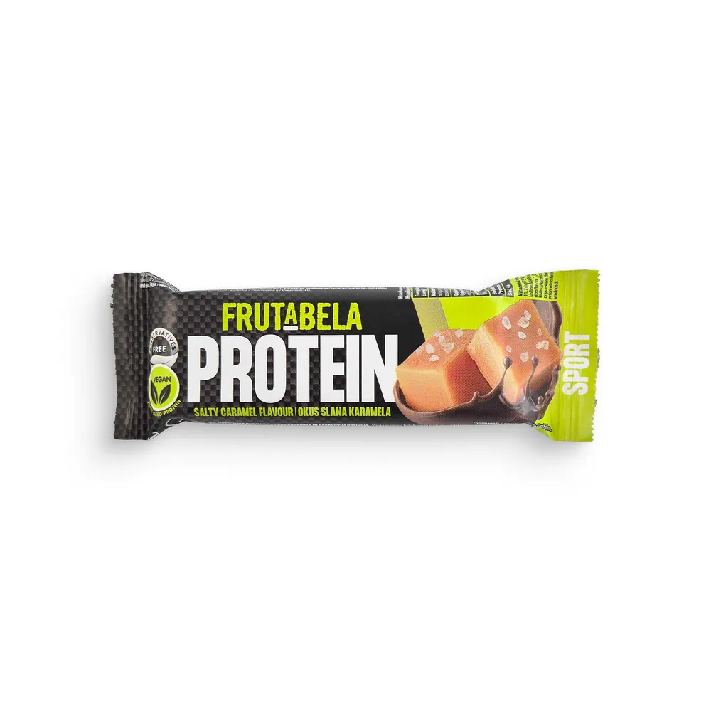 Frutabela Protein Žitna Ploščica Z Okusom Karamele In Kakavovim Oblivom 40G