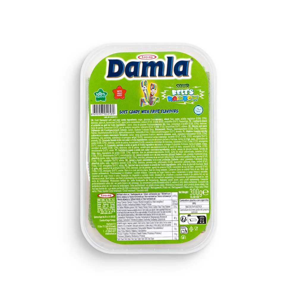 Tayas Damla Candy 300Gr Sour Belts Rainbow