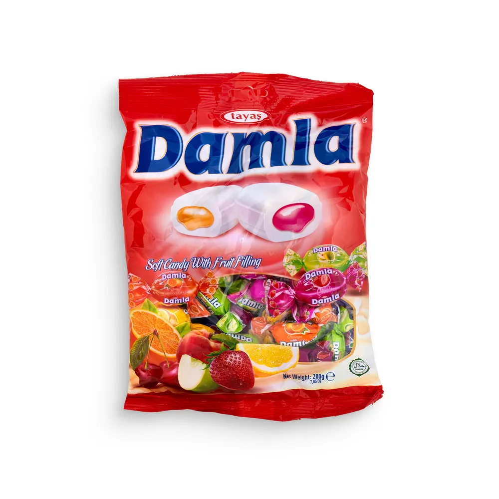 Tayas Damla Candy 200Gr Soft Candy Fruit Filling Assorted Bag