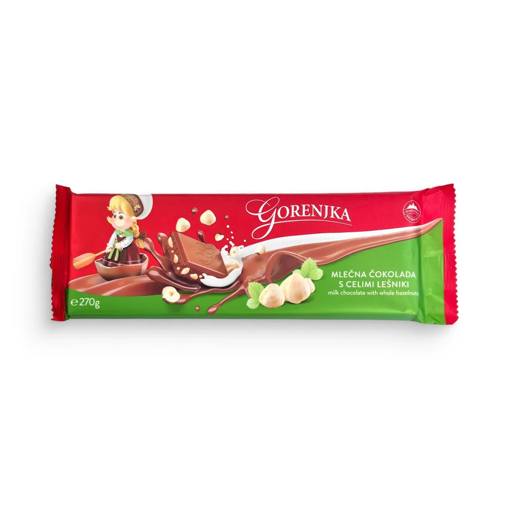 Gorenjka Čokolada Mlečna Celi Lešnik 270G