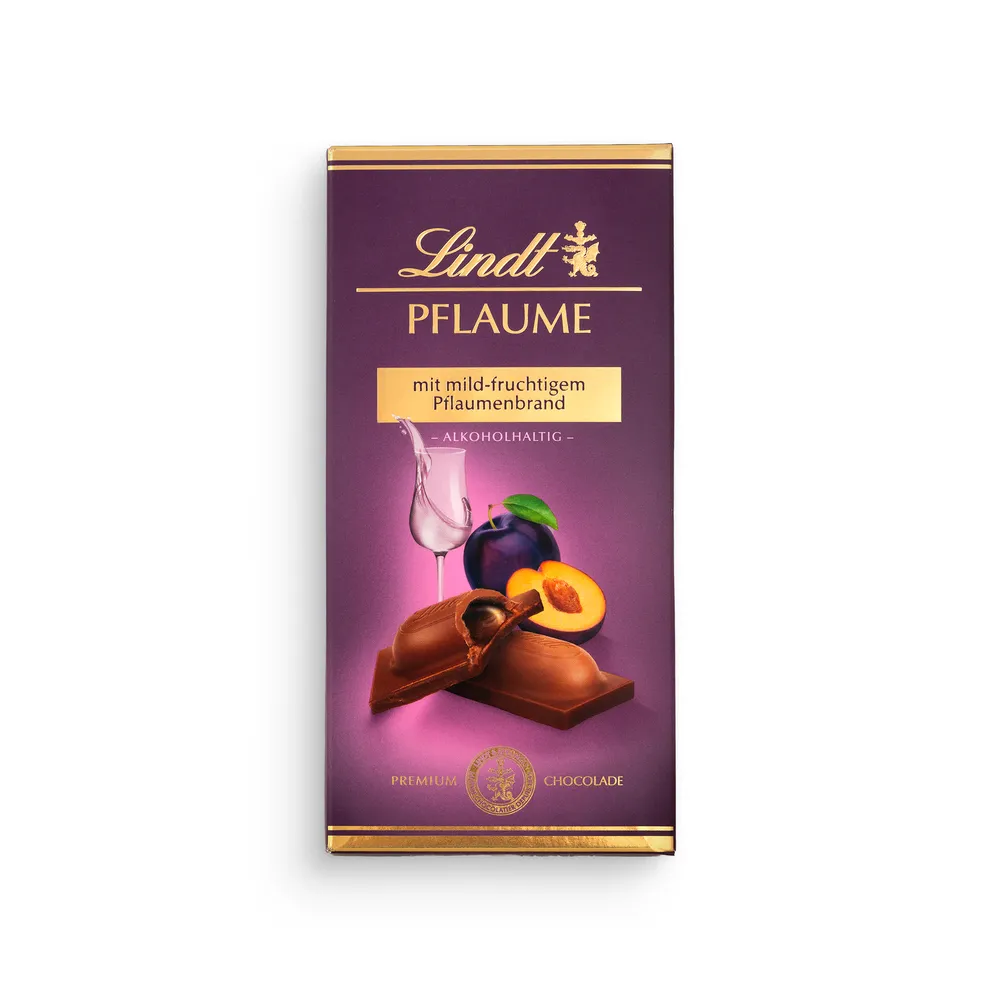 Lindt Milk Chocolate Bar With Plum Liquer Filling 100G