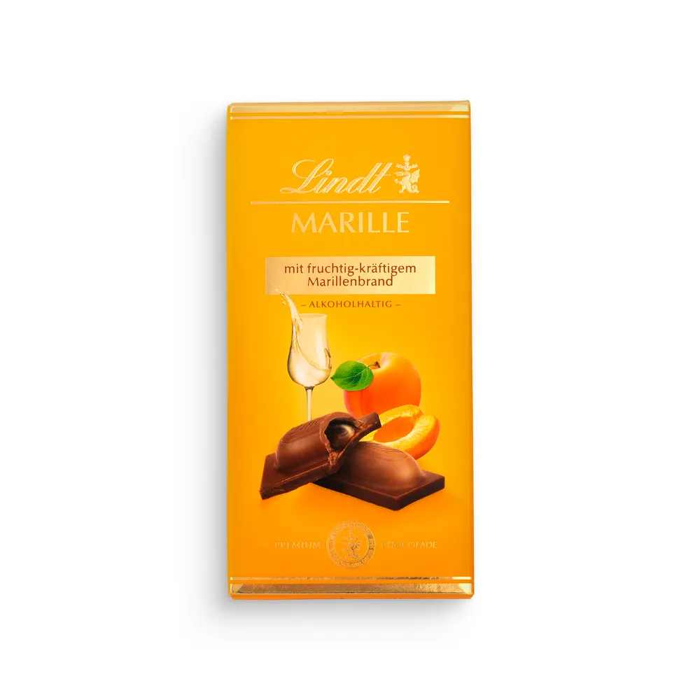 Lindt Milk Chocolate Bar With Apricot Liquer Filling 100G