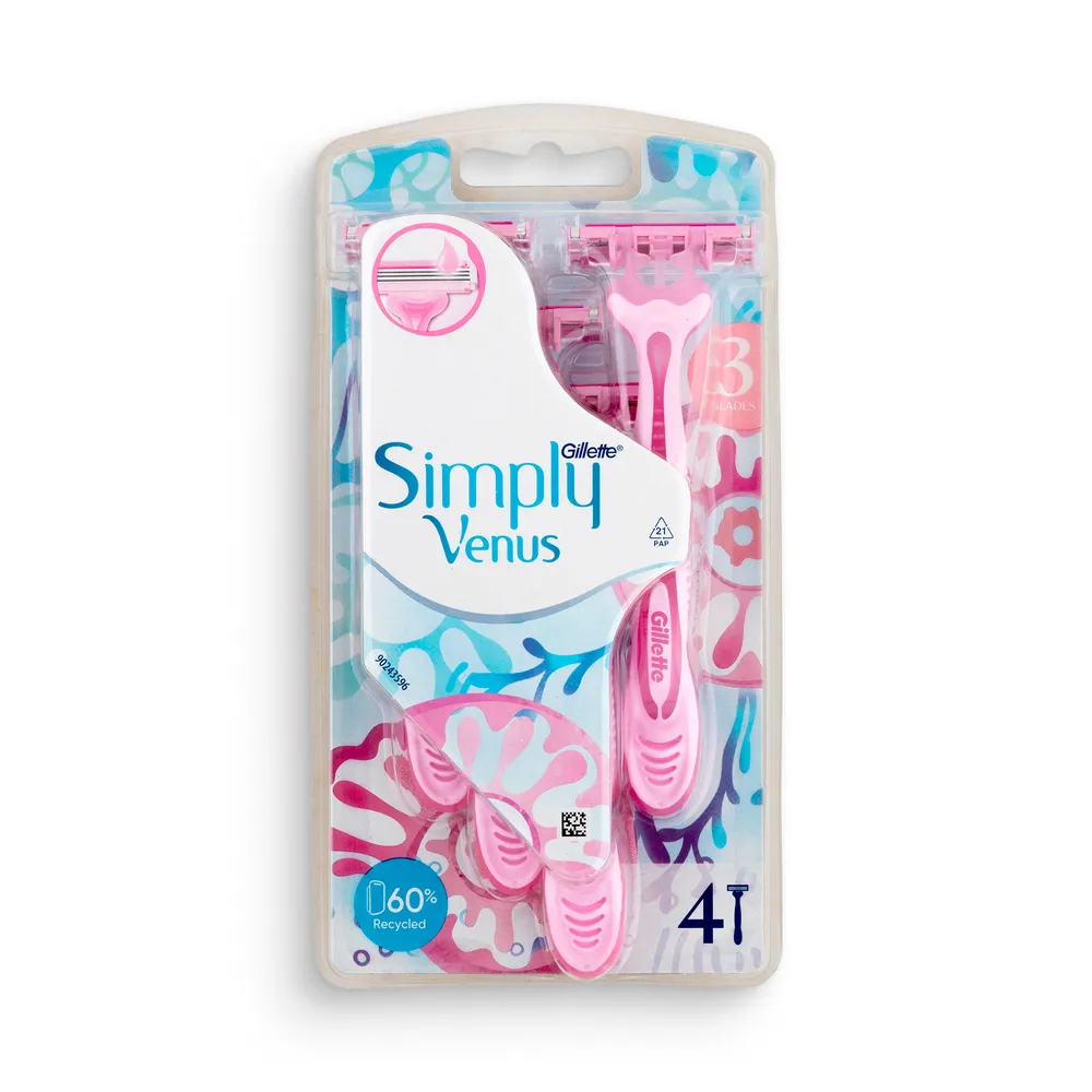 Gillette Simply Venus 3 Disposable Razors 4Pcs