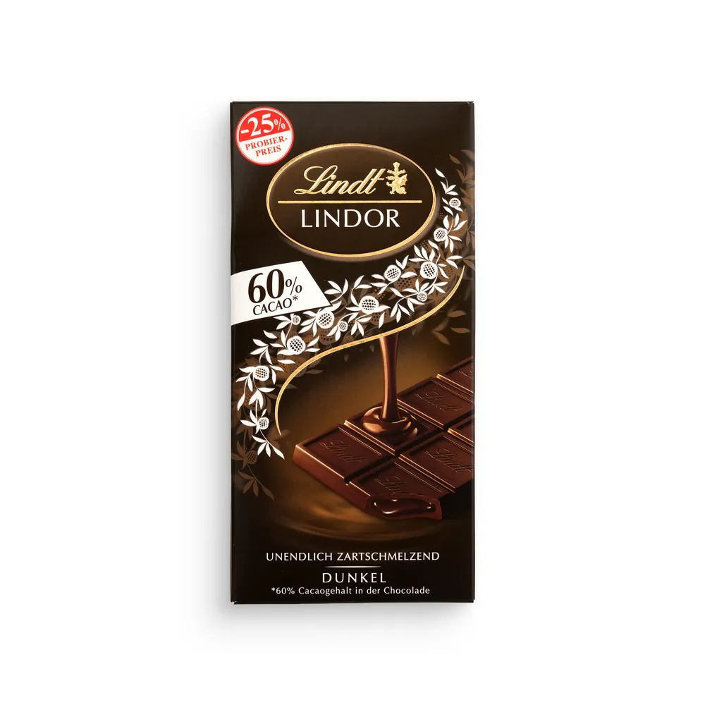 Lindt Lindor Dark Chocolate Bar 100G