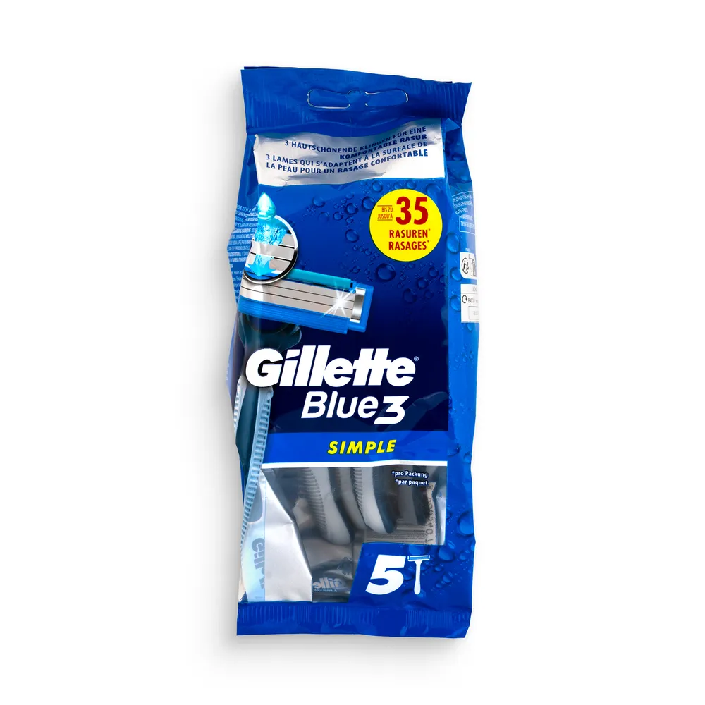 Gillette Blue 3 Disposable Razors 5Pcs Simple