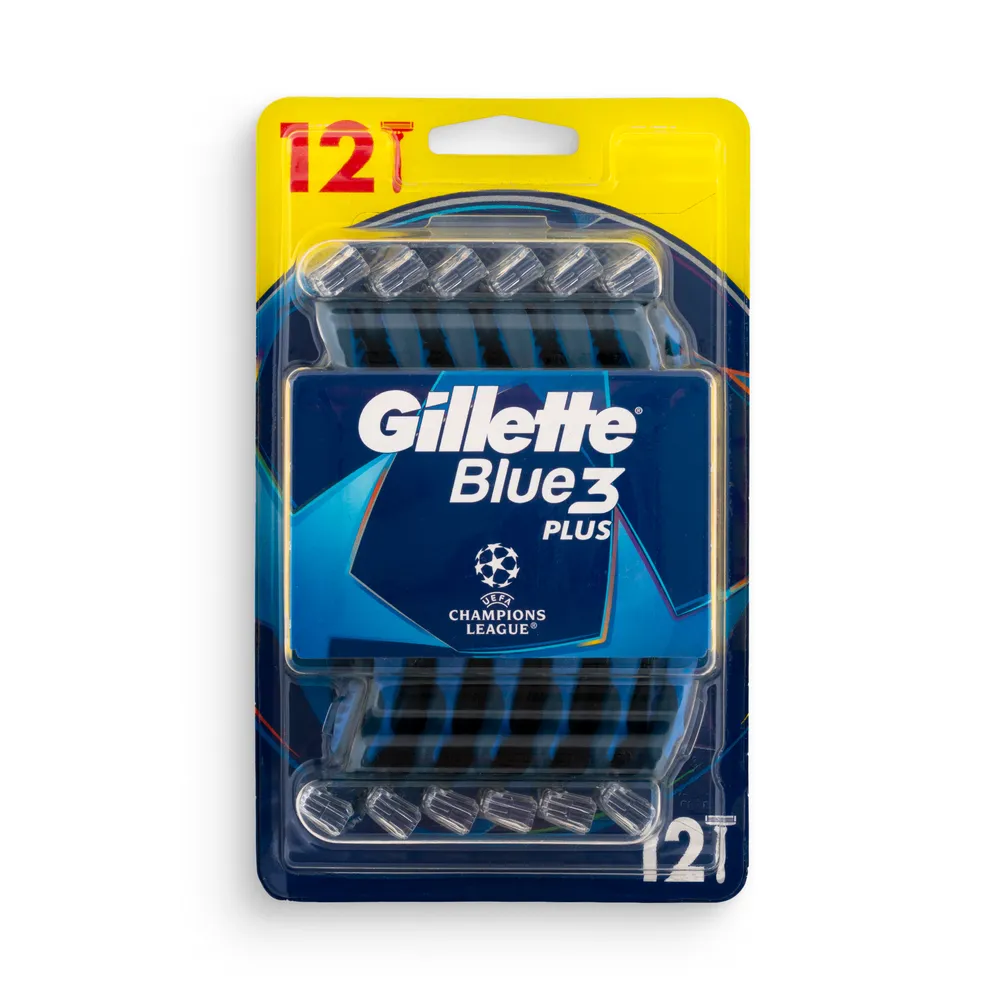 Gillette Blue 3 Disposable Razors 12Pcs Plus Uefa Champions League