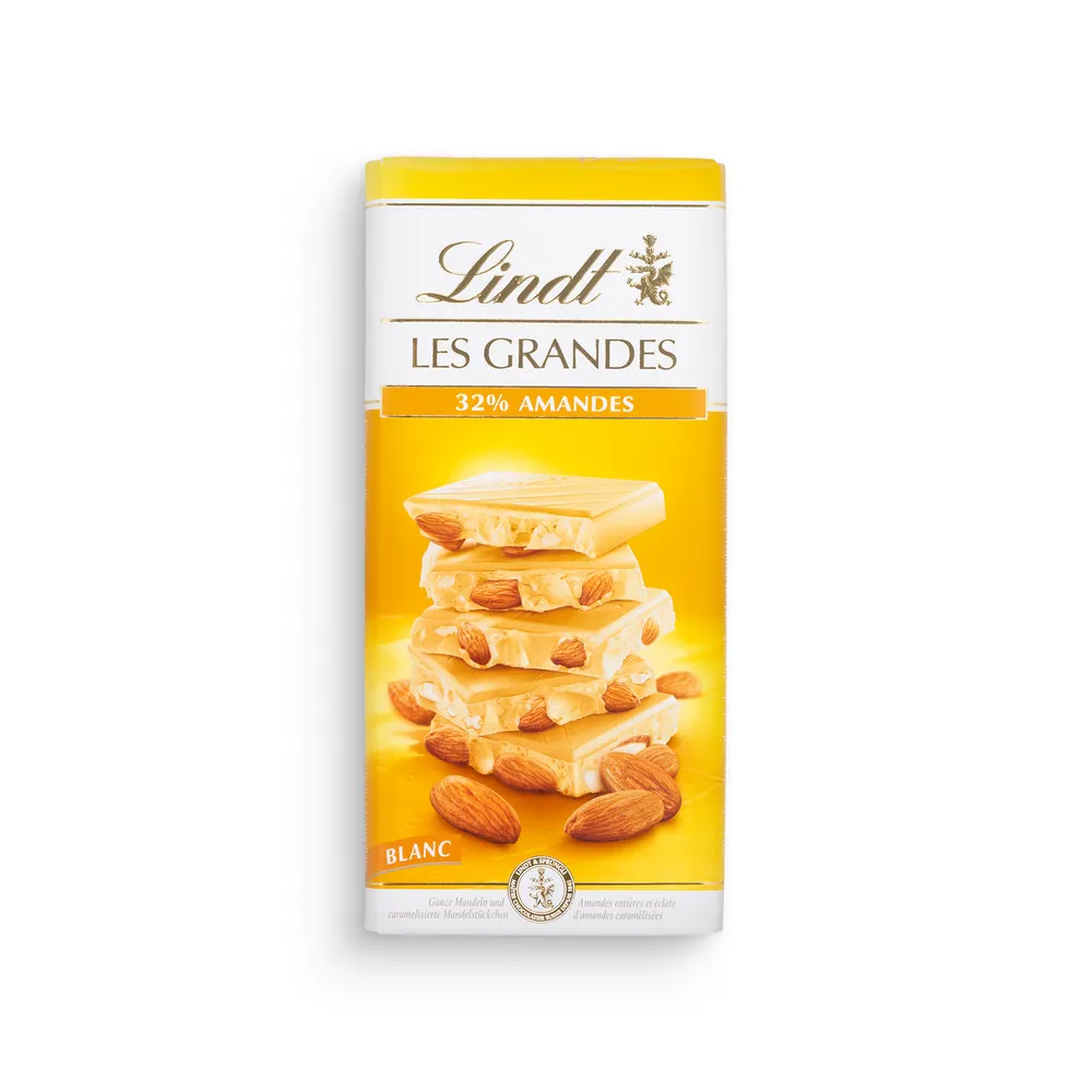 Lindt Les Grandes White Chocolate With Whole Almonds 150G