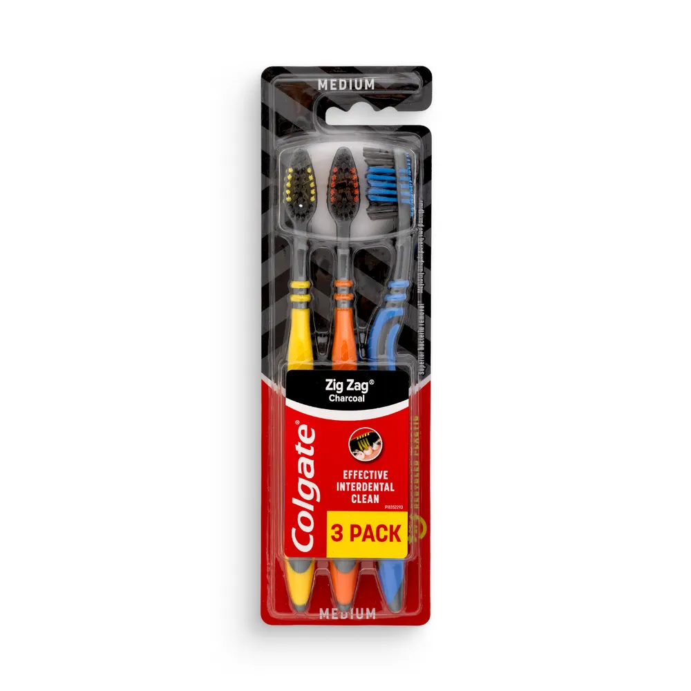 Colgate Toothbrush Zig Zag Charcoal 3 Pack